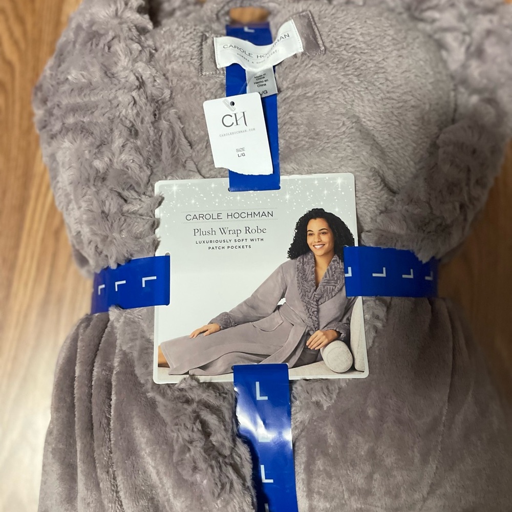 Carole Hochman Plush Wrap Robe - Gray